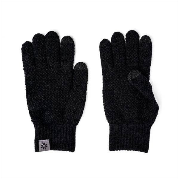 Mellow Monkey Britt's Knits men's black moss stitch gloves with tech-compatible fingertips and ribbed cuffs