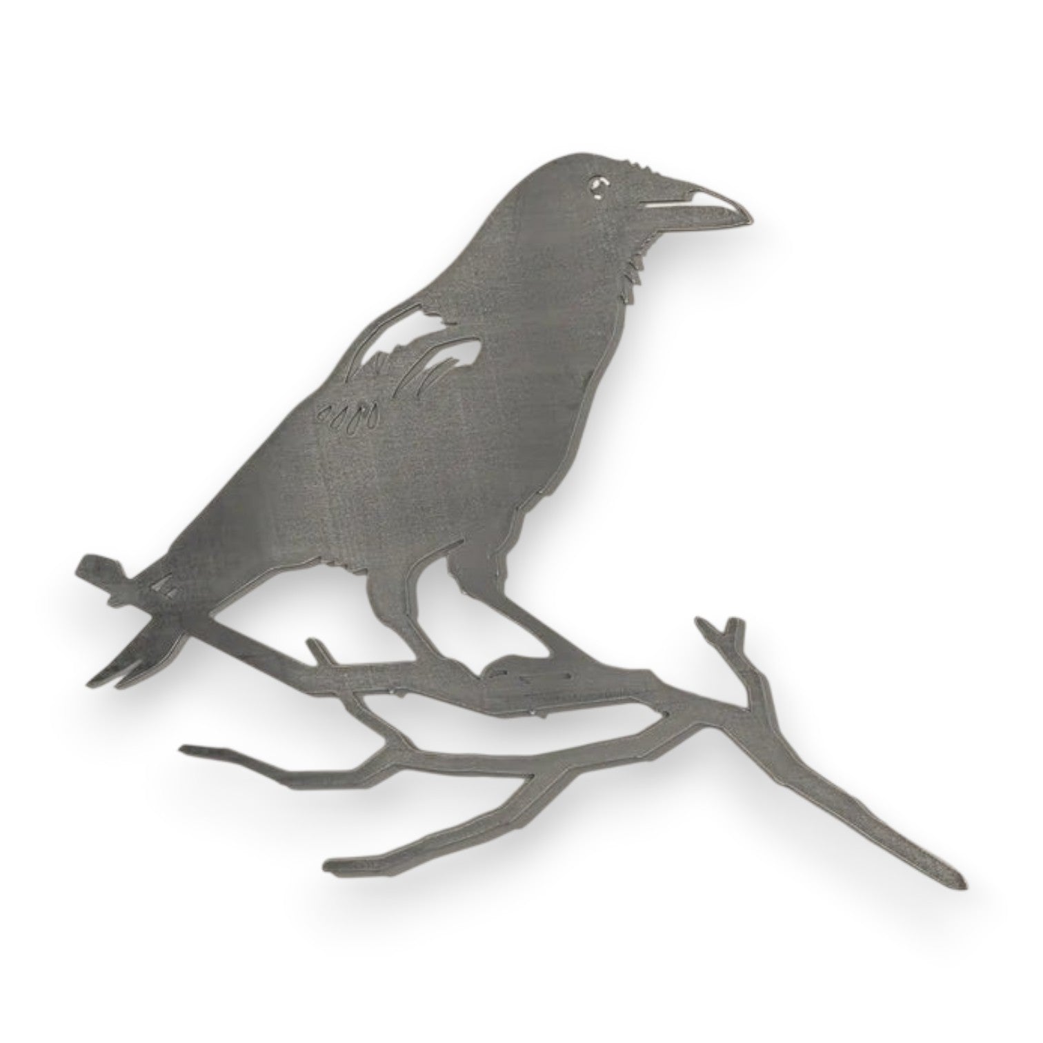 Mellow Monkey MetalBird crow silhouette crafted from mild steel, designed to develop a natural rust patina outdoors.