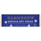 Mellow Monkey Hammond's Mexican Hot Cocoa milk chocolate bar with cinnamon, vanilla, and chili heat in blue packaging.