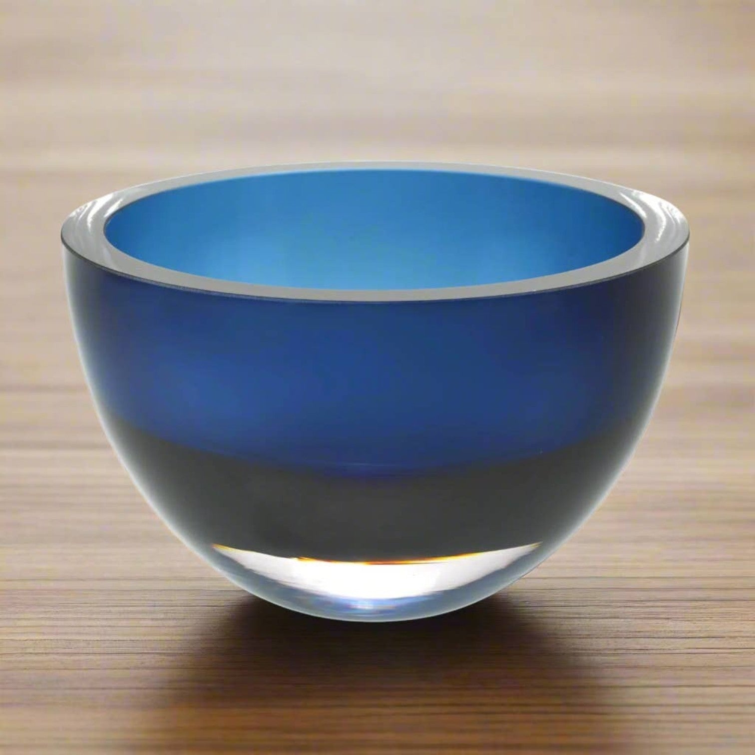 Mellow Monkey Penelope 6-inch midnight blue mouth-blown lead-free crystal bowl with double-layer glass construction