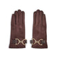 Mellow Monkey Milano dark brown microsuede gloves with gold bit hardware and touchscreen compatible fingertips