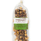 Mellow Monkey gourmet milk chocolate caramel popcorn with California almonds in a clear 8-ounce snack bag