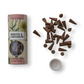 Mellow Monkey mimosa and cardamom scented incense cones with a small round ceramic holder in a floral gift tube.