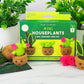 Mellow Monkey Pocket Crochet Mini Houseplants DIY kit with yarn, crochet hook, and finished cute potted plant figures.