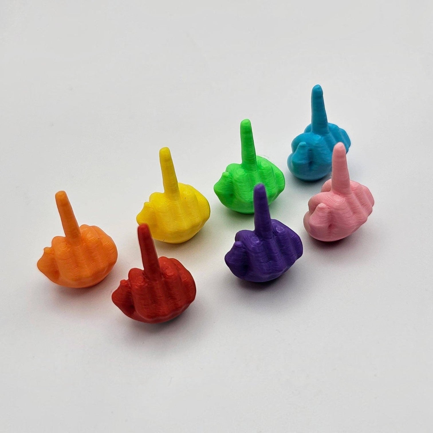 Mellow Monkey 0.9-inch 3D printed PLA mini middle finger figurines in assorted bright colors for desk decor