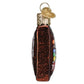 Mellow Monkey Mini M&M'S bag blown glass holiday ornament, brown with glitter and colorful M&M candies.