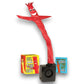 Mellow Monkey miniature red Wacky Waving Inflatable Tube Guy with black fan base and included mini history book