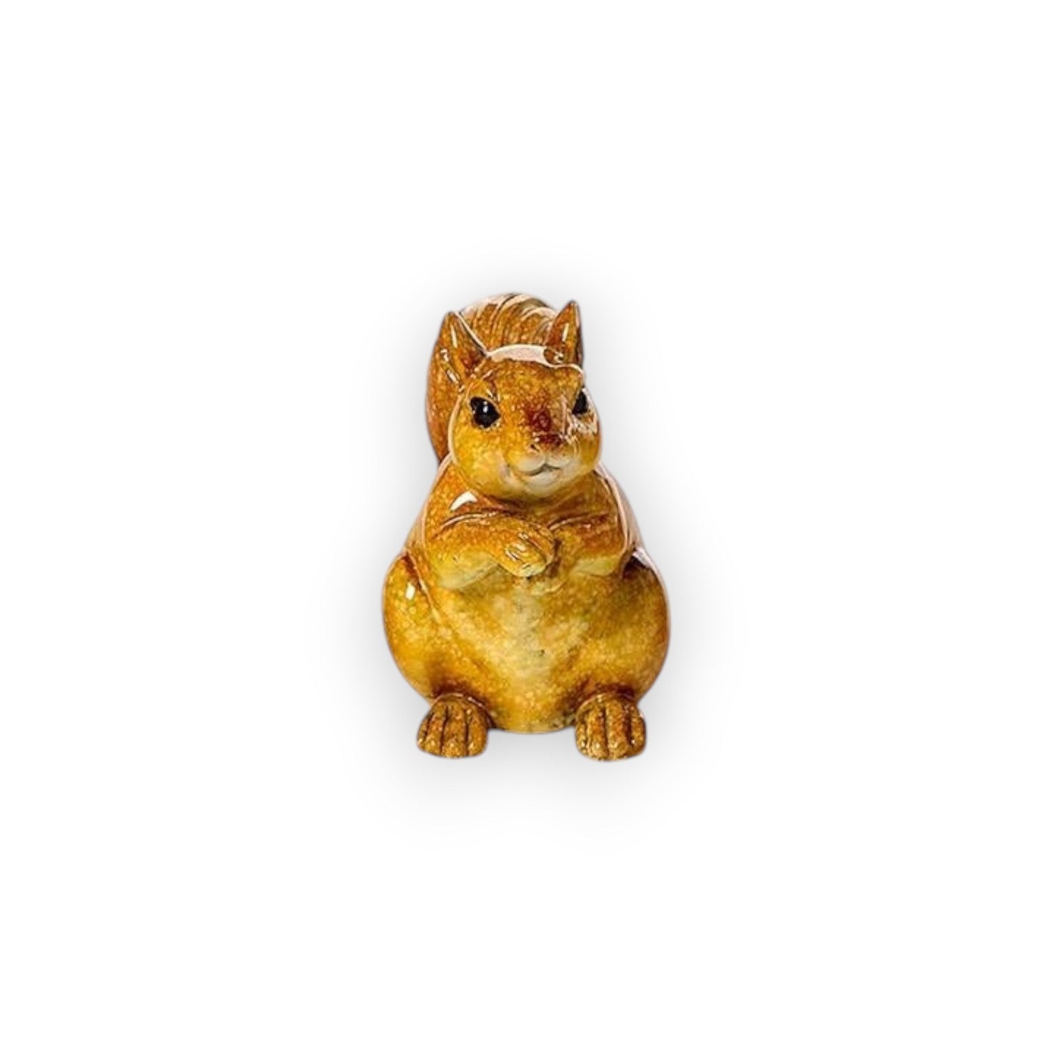 Mellow Monkey hand-painted brown resin squirrel figurine with a glossy finish and detailed texture.
