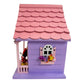 Mellow Monkey Minnie Icon Pink Birdhouse with Minnie Mouse figure on porch. Purple house with pink roof and window box.