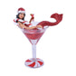 Mellow Monkey December Diamonds Miss Peppermintini merman ornament featuring a glittery red tail in a martini glass