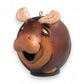 Mellow Monkey hand-carved wooden moose bird house with a whimsical round design and non-toxic painted finish.