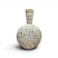Mellow Monkey 23-inch bottleneck vase featuring an iridescent mosaic of genuine mother of pearl shell inlay.