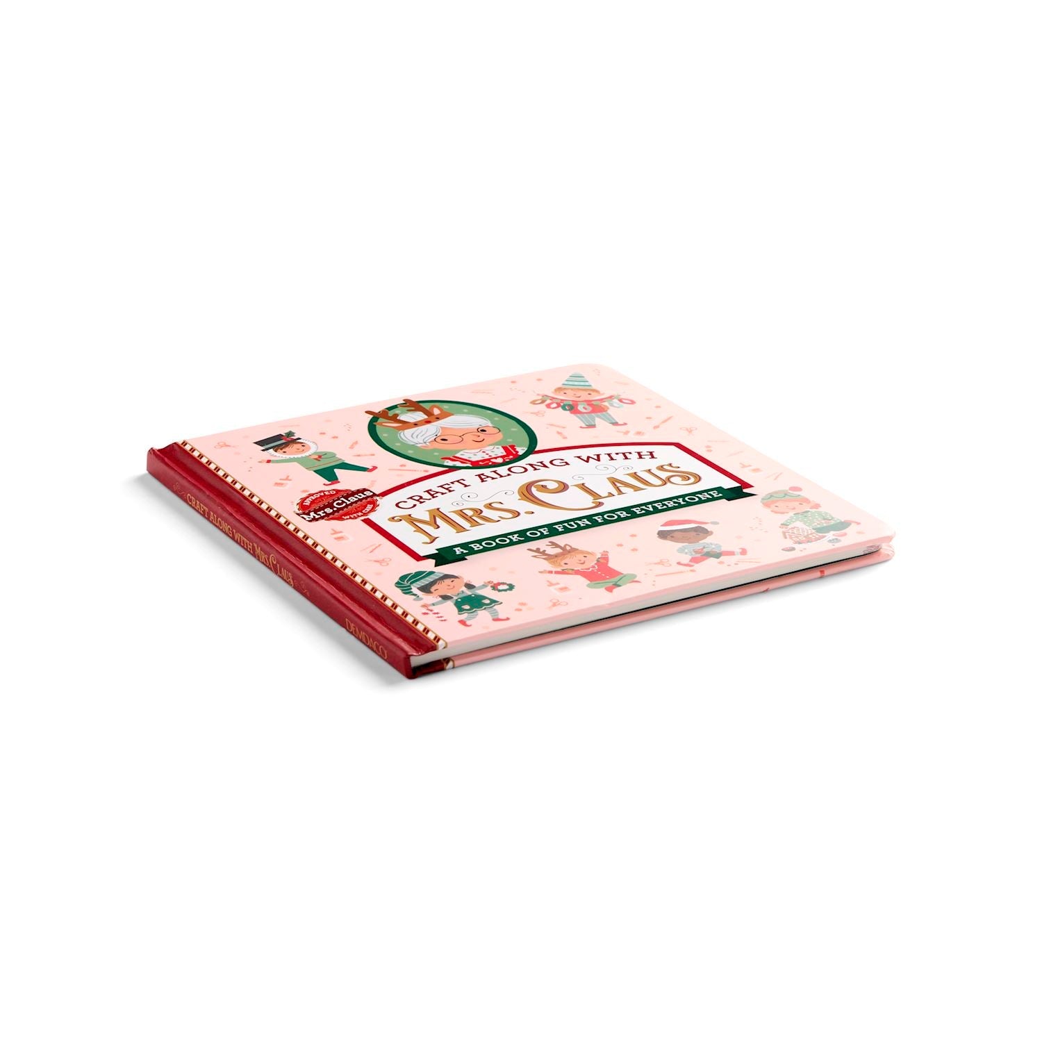 Mellow Monkey Craft Along with Mrs. Claus holiday activity book with a pink cover and festive illustrations