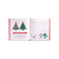 Mellow Monkey Craft Along with Mrs. Claus book open to a page showing pasta Christmas tree craft instructions