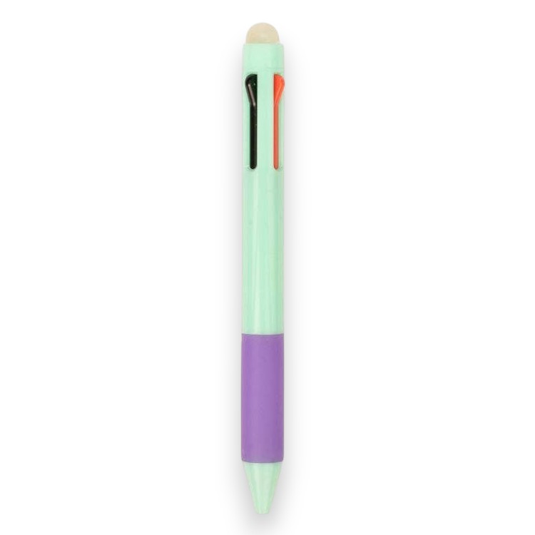 Mellow Monkey set of four retractable multicolor erasable pens with pastel barrels and integrated eraser tips
