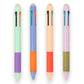 Mellow Monkey retractable multicolor erasable pens in pastel barrels with integrated eraser tips on white background