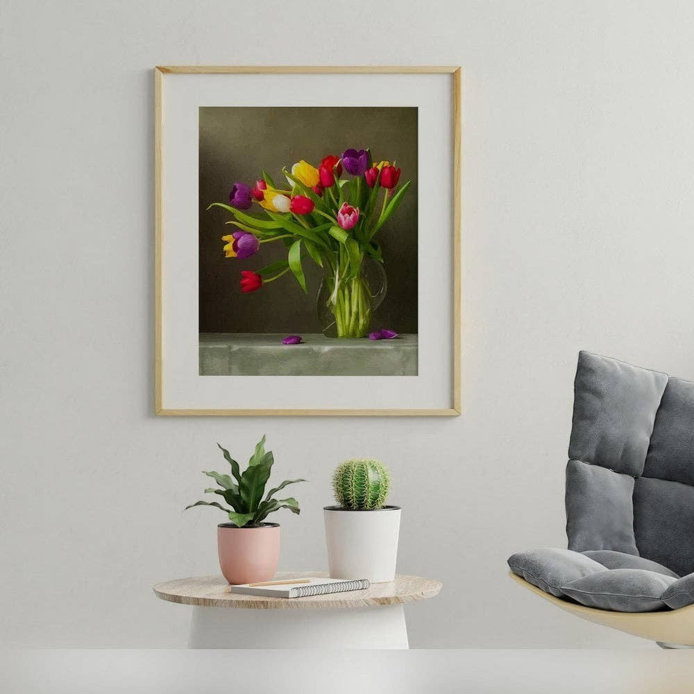 Mellow Monkey Multicolored Flowers paint by numbers kit for adults, 16"x20", intermediate difficulty, acrylic paints, nylon brushes, numbered canvas.