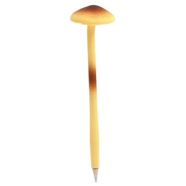 Mellow Monkey Mushroom Pen with a realistic yellow and brown cap and slender stem for fun stationery writing