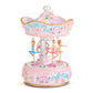 Mellow Monkey 6-inch musical ballerina carousel with rotating dancers in pastel resin, featuring heart accents.