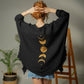 Mellow Monkey light green 4-layer muslin kimono robe with gold moon phases design on back. One size.