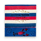 Mellow Monkey New Englander handmade soap bar with red, white, and blue stripes and a lobster cutout.