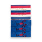 Mellow Monkey New Englander Summer handmade soap bar with red, white, and blue stripes and lobster cutouts.