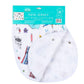 Mellow Monkey New Jersey themed 2-in-1 baby burp cloth and bib in soft bamboo rayon and cotton with snap closures.