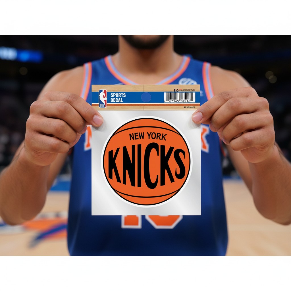 Mellow Monkey New York Knicks retro basketball logo vinyl decal for indoor or outdoor use on windows or laptops.