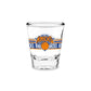 Mellow Monkey New York Knicks 1.7oz clear glass shot glass with team logo and weighted base for home barware.