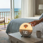 Mellow Monkey New York Knicks sunrise alarm clock with digital display on a bedside table in a bright bedroom