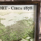 Mellow Monkey framed reproduction of a vintage 1878 map of Newport, Rhode Island, in an ash gray shadowbox frame.