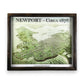 Mellow Monkey framed reproduction of a vintage 1878 illustrated map of Newport, Rhode Island in an ash gray shadowbox frame.