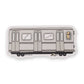 Mellow Monkey NYC subway pizza rat sticker featuring a grey train car with a rat holding a slice of pizza