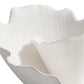 Mellow Monkey Oceana white ceramic centerpiece with flowing petal-like design, 14.75 inches.