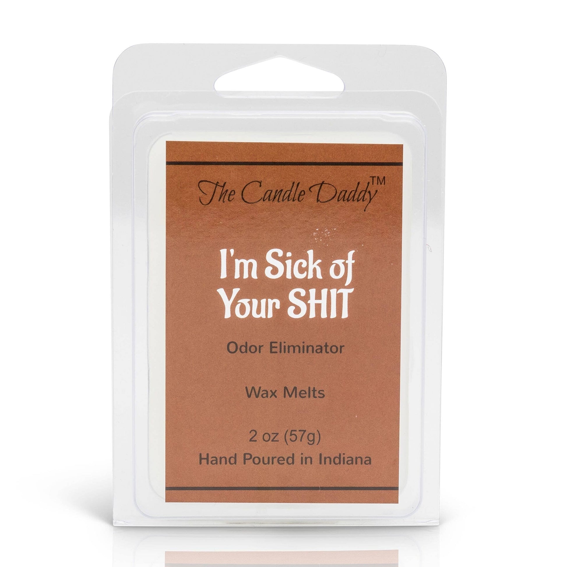 Mellow Monkey 2 oz wax melts in plastic container, "I'm Sick of Your SHIT" Odor Eliminator scent.