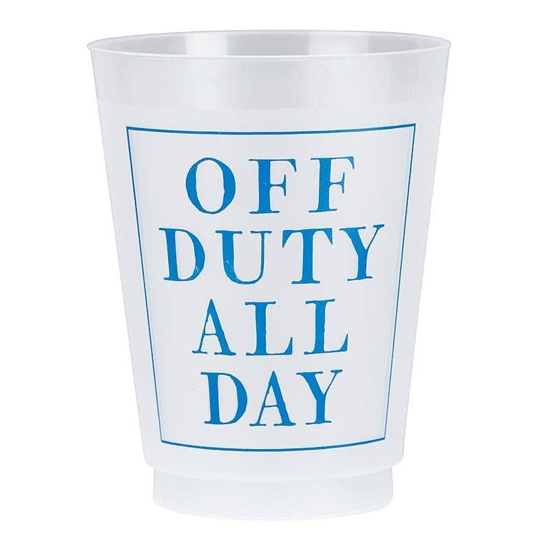 Mellow Monkey Off Duty All Day frost flex party cups, pack of 8. BPA-free plastic.