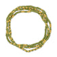 Mellow Monkey olive green seed bead stretch bracelet with 18K gold plated brass accents for a layered look.