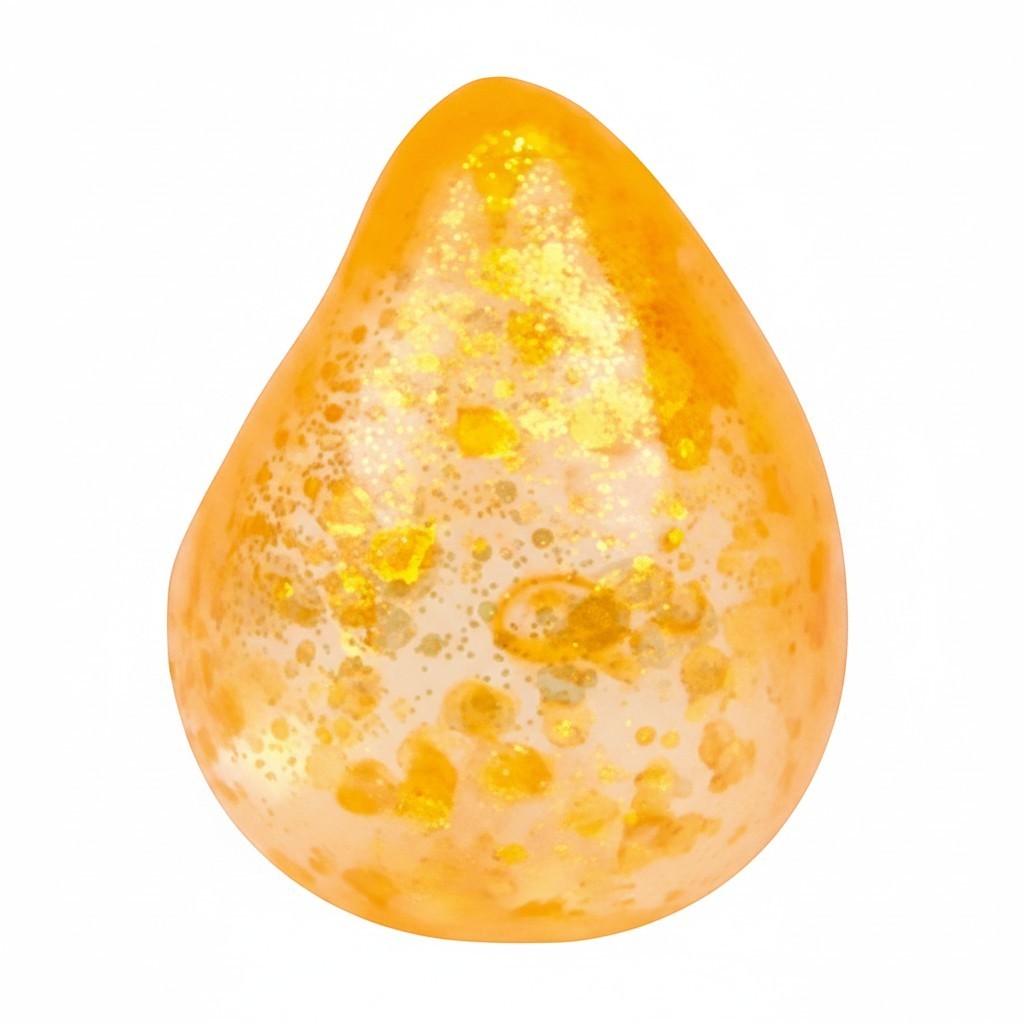Mellow Monkey orange teardrop-shaped sugar squisher fidget toy with glittery gel-filled texture