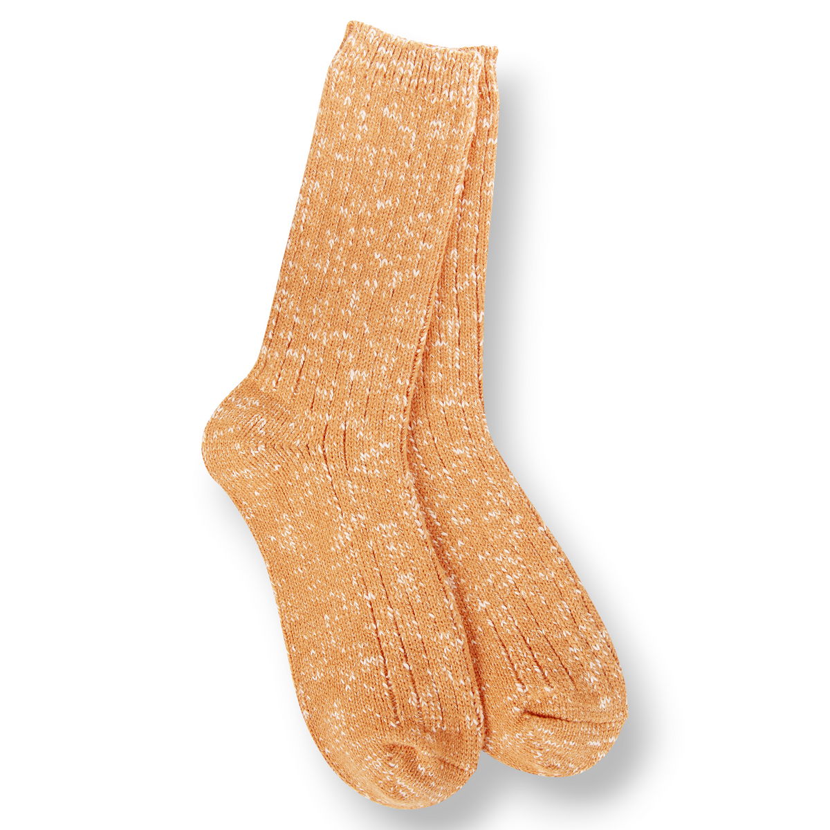 Mellow Monkey orange marbled crew socks with a soft, textured knit finish for comfortable everyday wear.