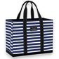 Mellow Monkey Original Deano large tote bag in Nantucket Navy blue and white stripes with black heavy-duty straps.