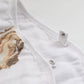 Mellow Monkey 2-in-1 oyster print baby burp cloth and bib made of soft white bamboo and organic cotton muslin