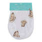 Mellow Monkey oyster-themed 2-in-1 bamboo and cotton muslin burp cloth and snappable baby bib in white