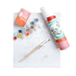 Mellow Monkey The World Is Your Oyster paint by number kit with numbered canvas, acrylic paints, and brushes.