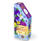 Mellow Monkey I Am Violet floral shaped pansy puzzle, 350 pieces, featuring purple, yellow, and white pansies.