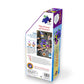 Mellow Monkey I Am Violet floral shaped pansy puzzle, 350 interlocking pieces, featuring purple, yellow, and white pansies.