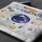 Mellow Monkey Penn State University zip pouch featuring a detailed woven map design on durable polyester fabric.