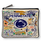 Mellow Monkey Penn State University zip pouch featuring a woven Nittany Lions campus map design on durable polyester.