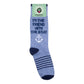 Mellow Monkey periwinkle blue crew socks with navy accents, white anchor, and I'm The Friend With The Boat text.