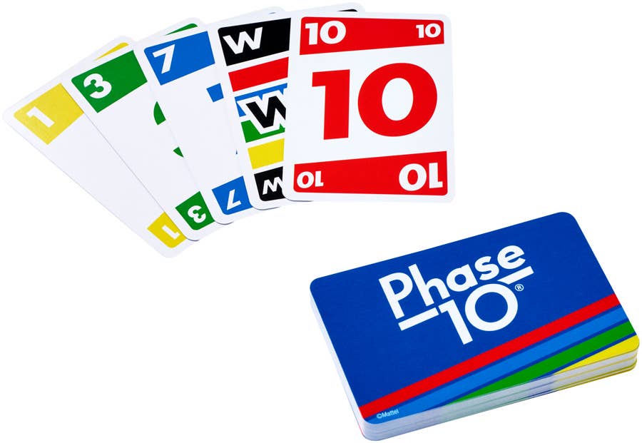 Mellow Monkey Phase 10 card game with a deck of colourful numbered and wild cards for family game night
