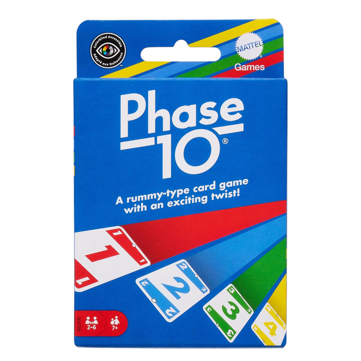 Mellow Monkey Phase 10 rummy-style card game in blue packaging with colourful graphic design for family game night
